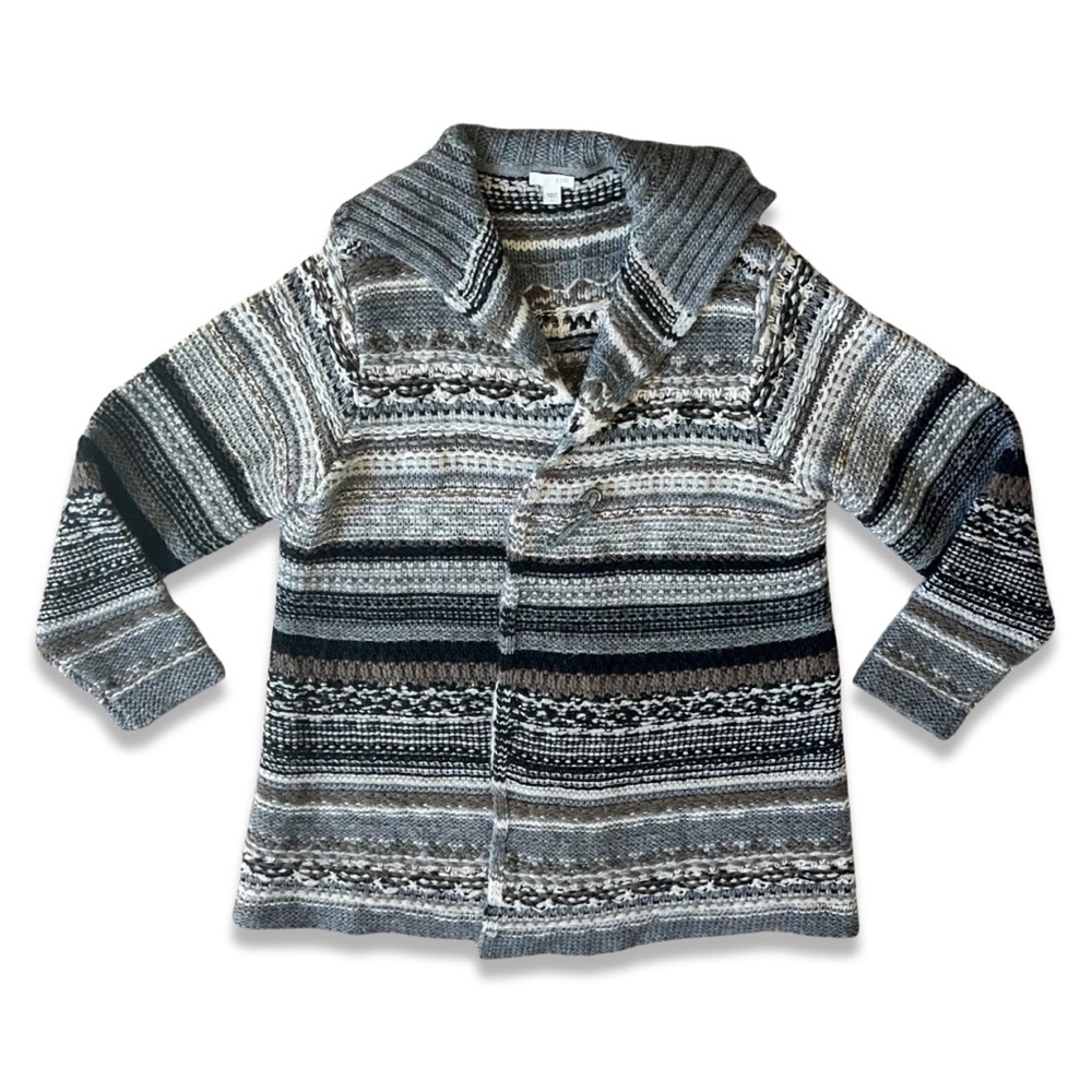 J. Jill Gray Brown Wool Alpaca Long Open-Front Cardigan Sweater Size Large